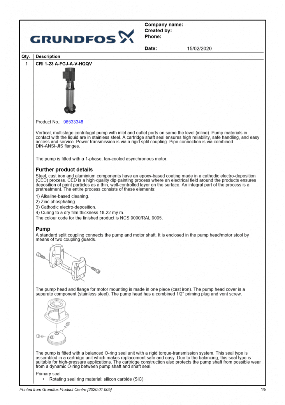 Dry Riser Test Pump detailed data sheet | Sale Engineering Products Ltd