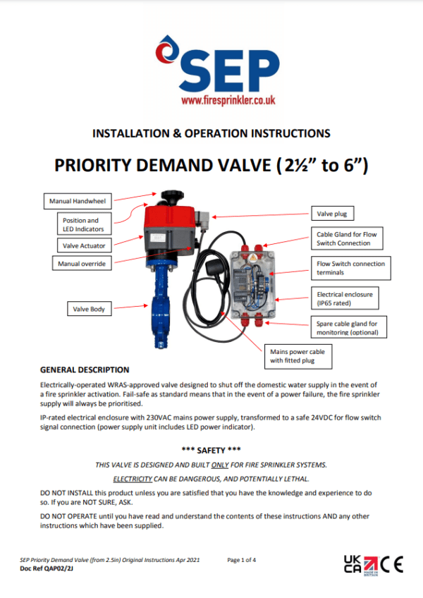 Priority Demand Valve (2½” to 6”) | Sale Engineering Products Ltd